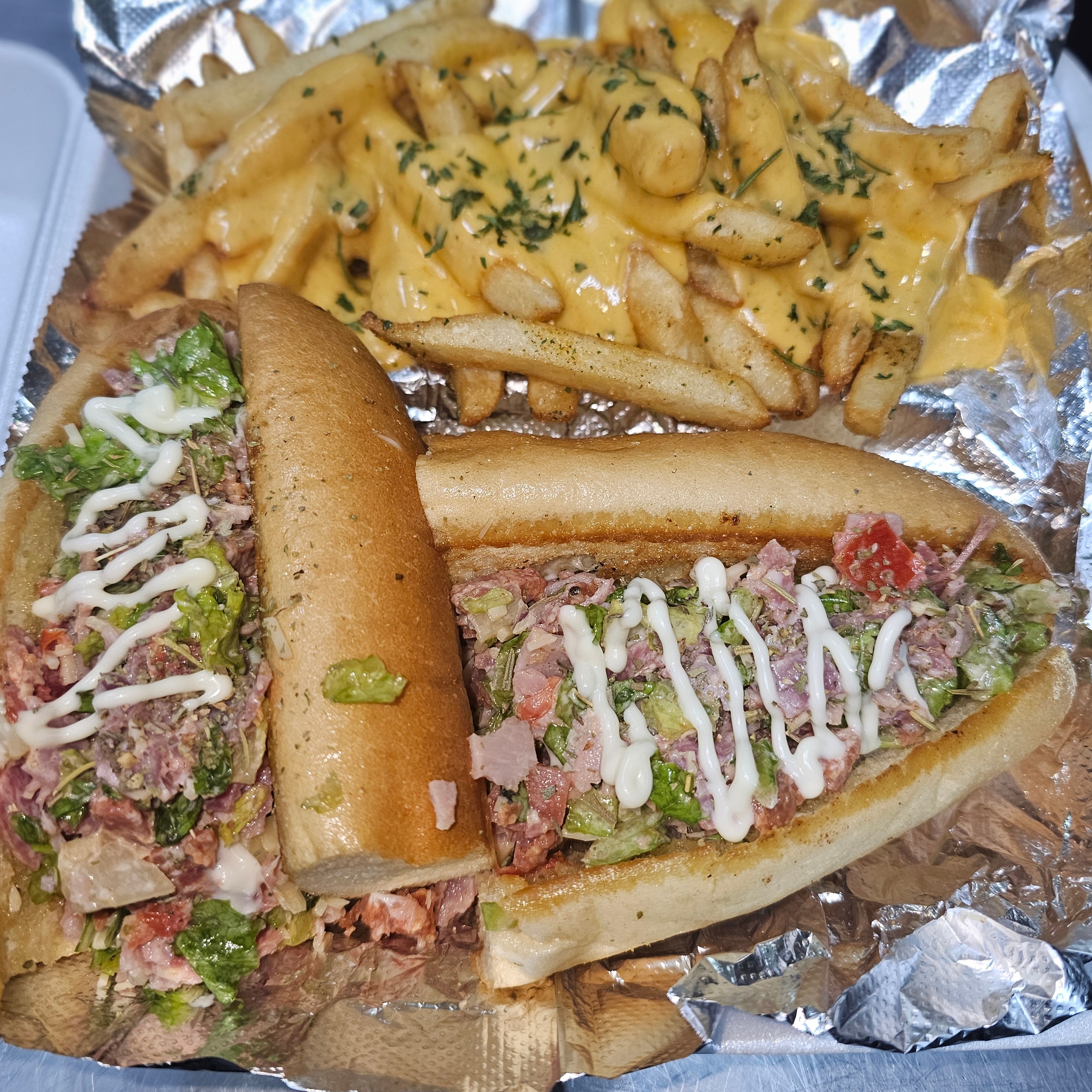 Chopped Italian Sub with Cheese Fries